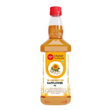 Indic Wisdom: Wood Pressed Safflower Oil 1 Liter (Cold Pressed Safflower Oil...
