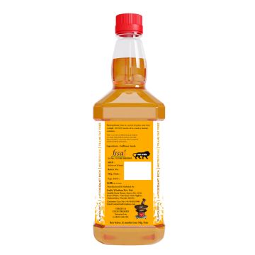Indic Wisdom: Wood Pressed Safflower Oil 1 Liter (Cold Pressed Safflower Oil - Extracted on Wooden Churner)