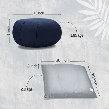 Sarveda: Zafu & Zabuton Meditation Cushion Combo - Grey