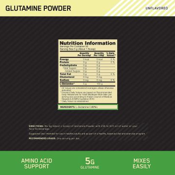 Optimum Nutrition: Glutamine Powder - 250gm - Unflavored