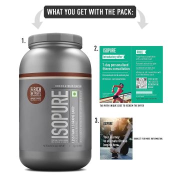 Isopure: Whey Protein Isolate Powder with Vitamins for Immune Support - 1kg - Cookies & Cream