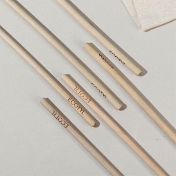 Ecotyl: Bamboo Straws with Cleaning Brush | Set of 6 | Reusable Straws 