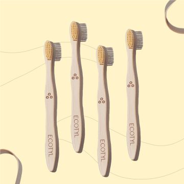 Ecotyl: Bamboo Tooth Brush | Ultra Soft Bristles | Thorough Cleaning | Set of 4