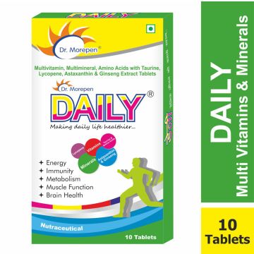 Dr. Morepen: Daily Multivitamin Tablets for Women & Men, Multivitamins & Minerals Supplement - 10 Veg Tablets Pack of 2