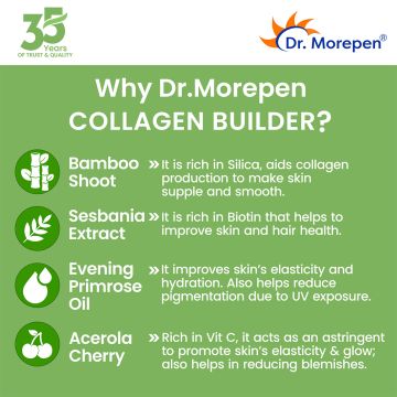 Dr. Morepen: Biotin+ Advanced for Hair Growth, Glowing Skin & Healthy Nails - 60 Veg Tablets  &  Dr. Morepen Natural Collagen Builder, Orange-berry Flavour - 250gm