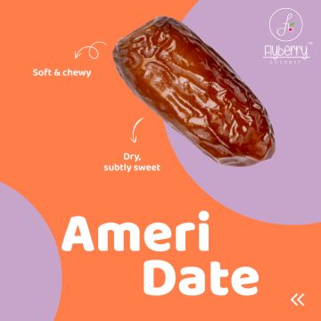 Flyberry Gourmet: Ameri Dates (Khajoor/Khajur) 200g | 100% Natural | Rich in Calcium, Iron and Potassium | Instant Energy