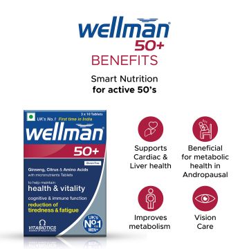 Wellman: 50+ Multivitamin Tablets For Men |Vegetarian 30 Tablets