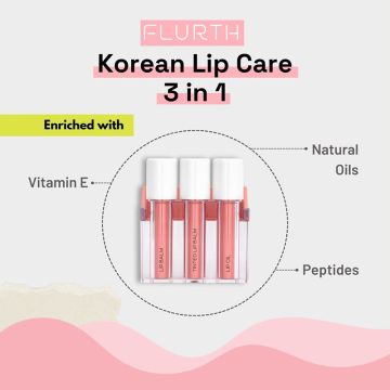 Flurth: 3-in-1 Korean Lip Moisturizing Trio - Day  I Vegan & Clean Ingredients I Lip Balm, Tinted Lip Balm & Lip Oil