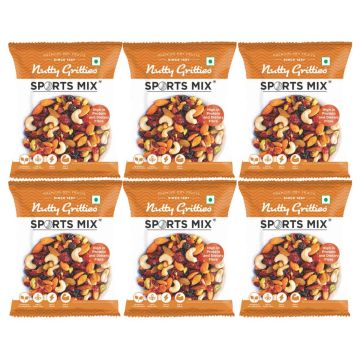 Nutty Gritties: Sports Mix, Roasted Almonds, Cashews, Pistachios, Dried Blueberries, Cranberries and Raisins - 180g (6 Pack of 30g each)