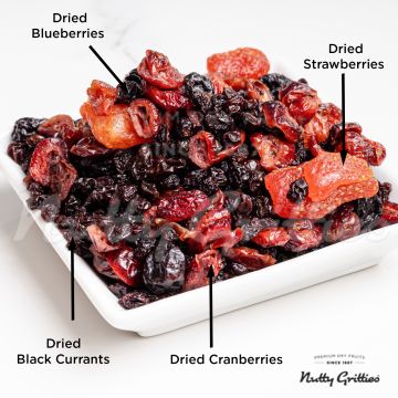 Nutty Gritties: Mix Berries - Dried Cranberries, Blueberries, Strawberries, Black Currants - 400g (2 Pack of 200g each)