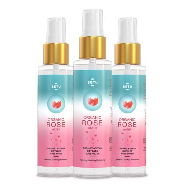 SETU: Organic Rose Water/Gulab Jal Spray -100 ML(Pack of 3) |Premium Face...