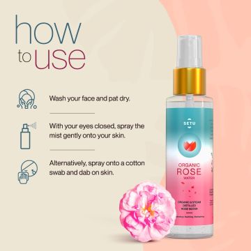 SETU: Rose Water Combo Packs 2 | Rose Water Hydrating, Soothing, Refreshing - 100 gm & Sleep: Restore, Melatonin 5mg - 30 Strips, Relaxation & Sleep, Mint Flavour