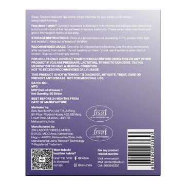 SETU: Melatonin 5mg - 30 Orally Dissolving Strips (Pack of 2) + Eye Mask | Promotes Relaxation & Sleep, Eases Jet Lag Strain, Non Habit Forming | Tasty Mint Flavour