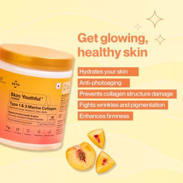 SETU: Rose Water & Collagen Combo Pack | Rose Water Hydrating, Refreshing, 100 gm & Skin Youthful Marine Collagen Powder with N-Acetylglucosamine, Vit C, Zinc & Biotin, Peach Mango Flavour