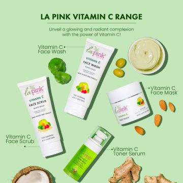 La Pink: Vitamin C White Haldi Face Mask for Glowing Radiant Skin | 100% Microplastic Free Formula | Suitable for All Skin Types | 100gm