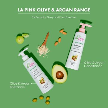 La Pink: Olive & Argan Shampoo for Smooth and Frizz-Free Hair | 100% Microplastic Free Formula | Suitable for All Hair Types | 250ml