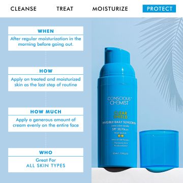 Conscious Chemist: Clear Shield Transparent Mattifying Sunscreen SPF30 PA++ UVA/UVB With Hyaluronic Acid (50g)