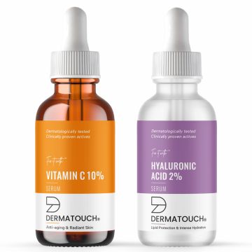Dermatouch: Anti Aging Serum Set - 10% Vitamin C Serum & 2% Hyaluronic Acid...
