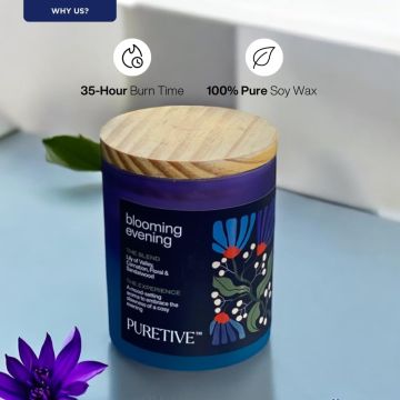 Puretive: Blooming Evening Scented Candles - Rose, Lily of Valley & Sandalwood