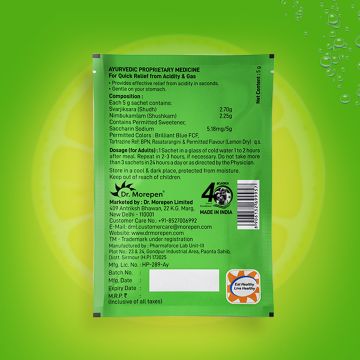Dr. Morepen: Acidity-X Fizz for Indigestion, Acidity & Gas Relief, Tangy Lemon Flavour - 50 Sachets