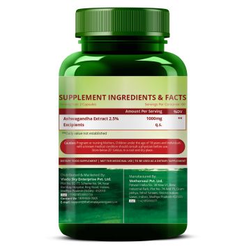 Vlado's Himalayan Organics: Ashwagandha 1000Mg | Boost Energy, Strength, Stamina | Helps Anxiety & Stress Relief For Men & Women (120 Capsules)
