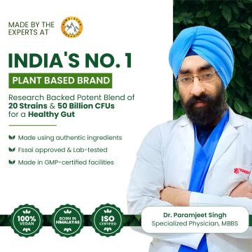 Vlado's Himalayan Organics: Probiotics Supplement 50 Billion CFU with Prebiotics 150mg for Digestion, Gut Health & Immunity - 60 Veg Capsules