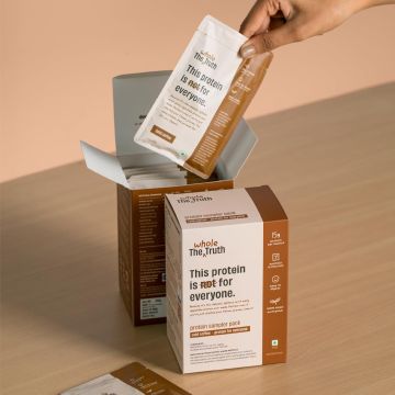 The Whole Truth:  Protein For Everyone  Beginners Protein Powder  Cold Coffee Sample (Pack of 7)  15g Protein/Pack  Clean, Light & Easy to Digest  No Artifical Flavours (210g)