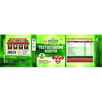 Vlado's Himalayan Organics: Vlado's Himalayan Organics Testosterone Booster | Supports Muscle & Energy Boost | With Vitamin D3, Magnesium, Zinc, Tribulus, Ashwagandha & Safed Musli | 90 Veg Tabs