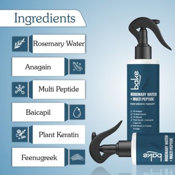 Bake Cosmetics: Rosemary Water Hair Growth Spray with Multi Peptides for Hair Fall Control,Damaged Hair & Hair Growth