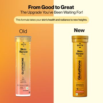 SETU: Skin Renew - 90 Effervescent Tablets | Glutathione With Vitamin C, Gluta Fizz, Supports Detoxification, Sugar-Free | Orange Flavour