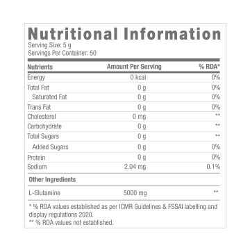 GNC: Pro Performance L-Glutamine 5000 mg  Unflavoured | 250 gm