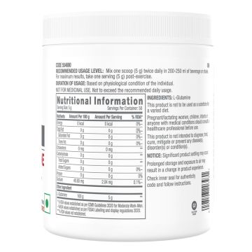 GNC: Pro Performance L-Glutamine 5000 mg  Unflavoured | 250 gm