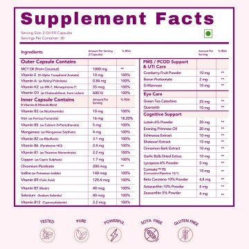 Wishnew Wellness: DAILY RITUAL Women 18+ Multivitamin | Delayed Release Capsules for Optimal Absorption | Comprehensive Nutrient Blend for PMS, UTI Care, Eye & Cognitive Health - 60 Vegetarian Capsules