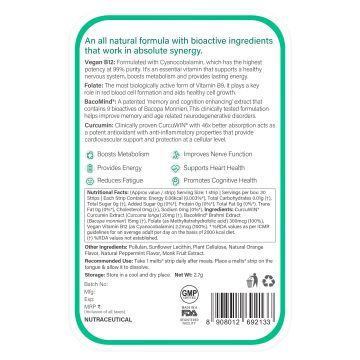 Wellbeing Nutrition: Vegan Vitamin B12 Melts - 30 Oral Strips