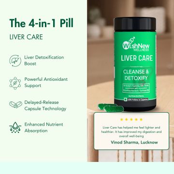 Wishnew Wellness: LIVER CARE | Detoxifying Liver Support with NAC, Milk Thistle, and Curmate95 | 60 Vegetarian Capsules