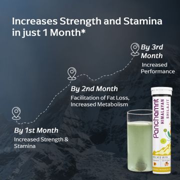 Panchamrit: Himalayan Shilajit 600mg Effervescent Helps Boost Stamina & Performance Enriched with Ashwagandha Kaunch Beej 15 Tablets (Pack of 4)