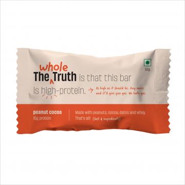 The Whole Truth: Protein Bars - Peanut Cocoa - Pack of 6 (6 X 52G) - No Added Sugar - All Natural