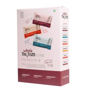 The Whole Truth: Protein BarsChoco Variety (2 Double Cocoa Bars, 2 Coconut Cocoa Bars, 2 Coffee Cocoa Bars) Pack of 6 (6 x 52g)