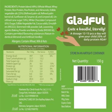 Gladful: Almondy Protein mini cookies for kids and families Cookies - 150 gm (Pack of 3)