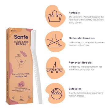 Sanfe: Glide Face Razor For Facial Hair Removal For Women - Pack of 2 Pocket Friendly Pack