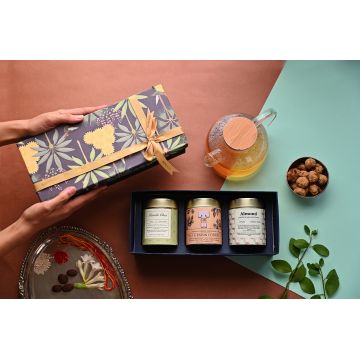 Sukoon: Delectable Set - Set of Green Tea, Chocolate coated Nuts and Cookies