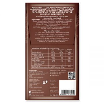 Kokomae: Belgian Dark Chocolate with Orange Peel - 50 gm
