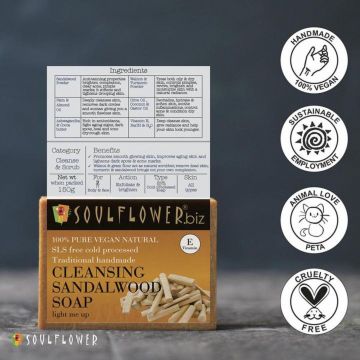 Soulflower: Cleansing Sandalwood Soap - 150g