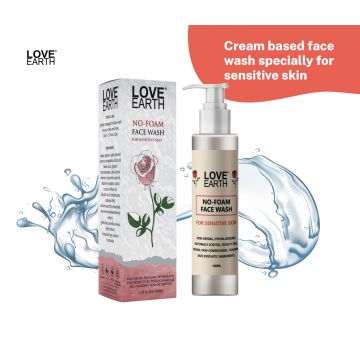 Love Earth: No Foam Face Wash for Normal to Sensitive Skin Gentle Skin Cleanser - 100ml