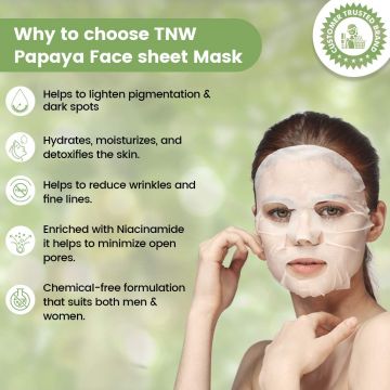 TNW - The Natural Wash: Papaya Face Sheet Mask (Moisturises & Reduces Wrinkles - 20gm