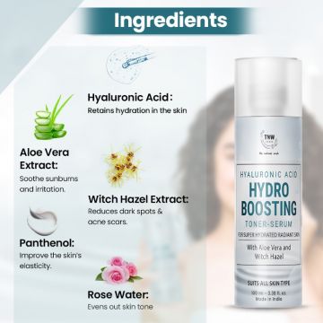 TNW - The Natural Wash: Hyaluronic Acid Hydro Boosting Toner-Serum For Hydrating & Glowing Skin- 100ml