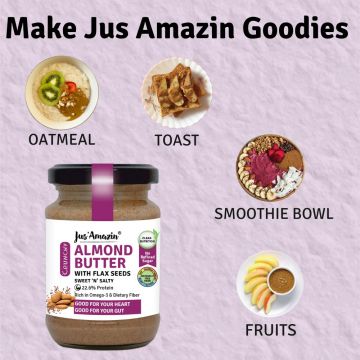 Jus Amazin: Crunchy Almond Butter  With Flaxseeds - 125 gm