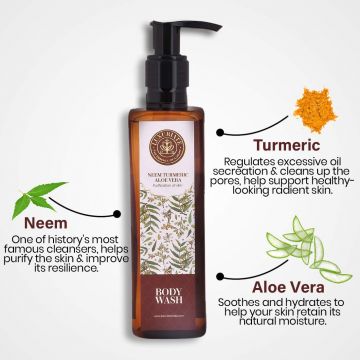 Luxuriate: Neem Turmeric Aloe Vera Body Wash for Purification of Skin for Men and Women-200 ml