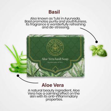 Luxuriate: Naturally Refreshing Aloe Vera and Basil Soaps for Rejuvenatioon of Skin for Men and Women - 125gm