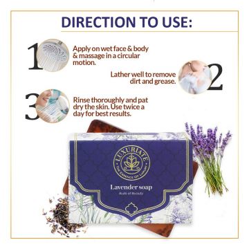 Luxuriate: Lavender Handmade Soap with Real Lavender Rejuvenating Body Beauty Bar for Men and Women - 125gm